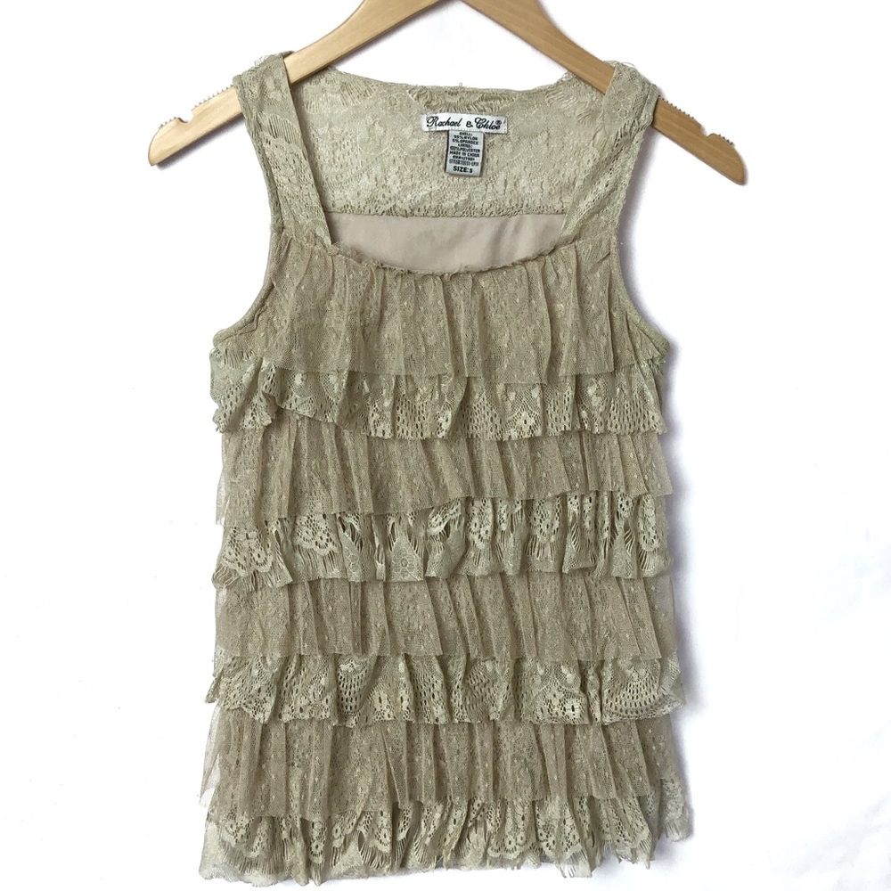 Ruffle Lace Tank Top Small